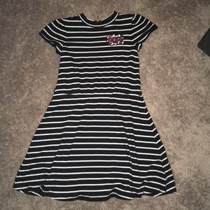 POP! Embroidery black and white striped dress